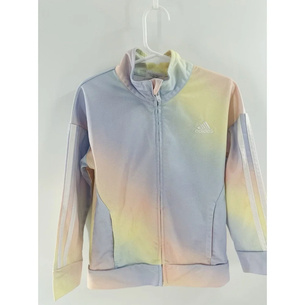 ADIDAS Track Suit‎ Jacket Zip Up Ombre Pastel Rainbow Tie Dye Size 5 Toddler